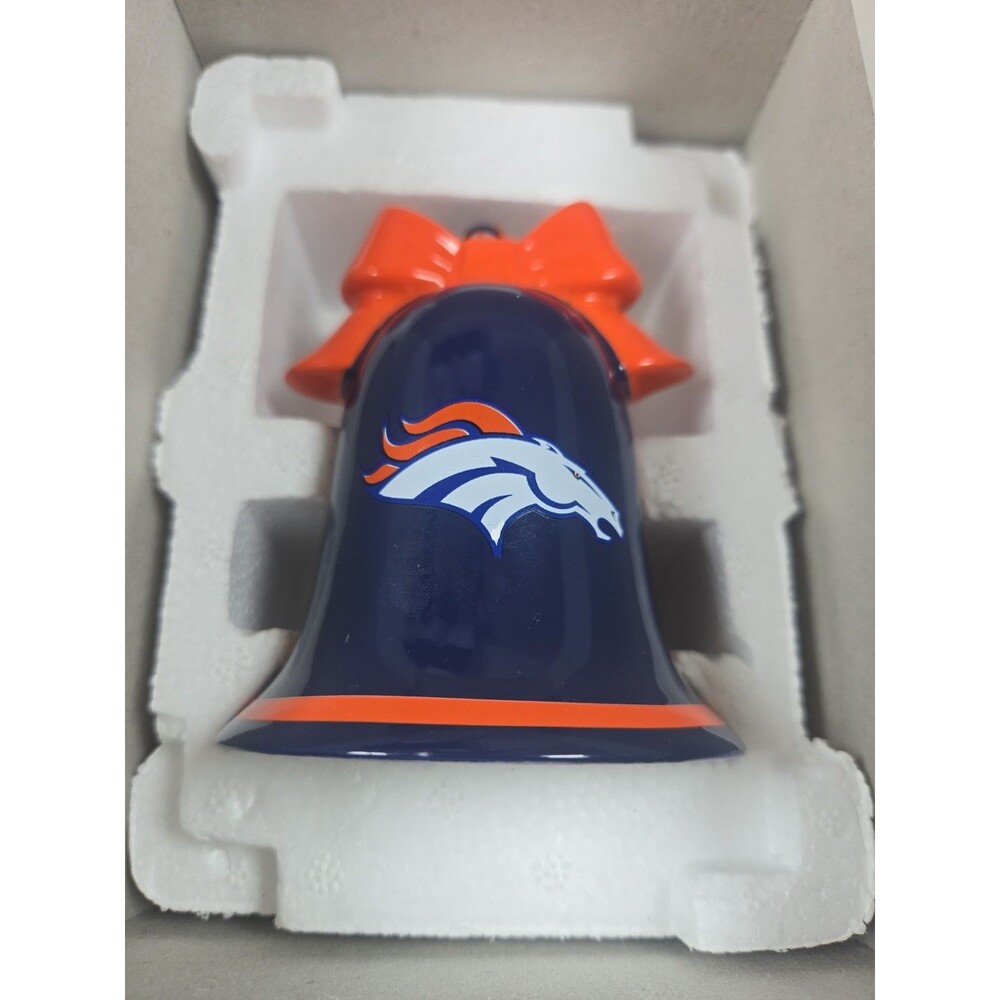 Denver Broncos Christmas Bell Ornament NFL in Original Box Football